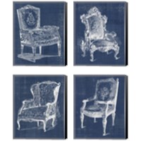 Framed Antique Chair Blueprint 4 Piece Canvas Print Set