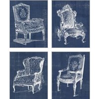 Framed Antique Chair Blueprint 4 Piece Art Print Set