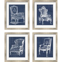 Framed Antique Chair Blueprint 4 Piece Framed Art Print Set