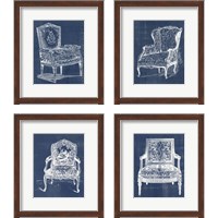 Framed Antique Chair Blueprint 4 Piece Framed Art Print Set