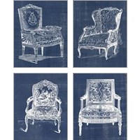Framed 'Antique Chair Blueprint 4 Piece Art Print Set' border=