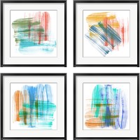 Framed 'Color Swipe  4 Piece Framed Art Print Set' border=