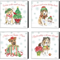 Framed Holiday Paws 4 Piece Canvas Print Set
