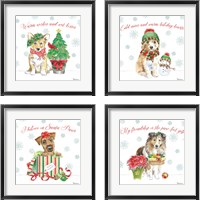 Framed 'Holiday Paws 4 Piece Framed Art Print Set' border=