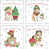 Framed 'Holiday Paws 4 Piece Art Print Set' border=