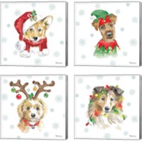 Framed Holiday Paws 4 Piece Canvas Print Set