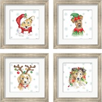 Framed Holiday Paws 4 Piece Framed Art Print Set