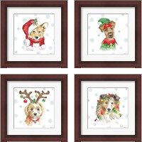 Framed 'Holiday Paws 4 Piece Framed Art Print Set' border=