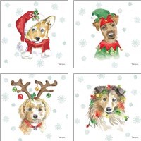 Framed 'Holiday Paws 4 Piece Art Print Set' border=