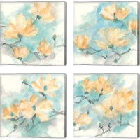 Framed Teal Buds 4 Piece Canvas Print Set