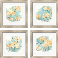 Framed Teal Buds 4 Piece Framed Art Print Set