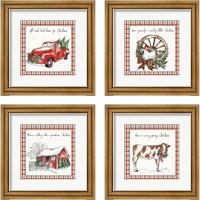 Framed 'Holiday on the Farm 4 Piece Framed Art Print Set' border=