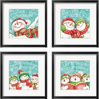 Framed 'Let it Snow Eyes Open 4 Piece Framed Art Print Set' border=