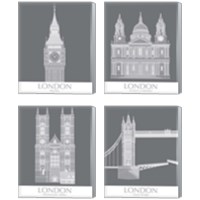 Framed 'London Landmark 4 Piece Canvas Print Set' border=