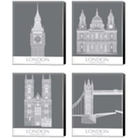 Framed 'London Landmark 4 Piece Canvas Print Set' border=