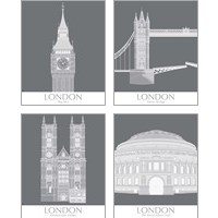 Framed 'London Landmark 4 Piece Art Print Set' border=