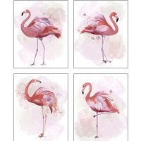 Framed Fluffy Flamingo 4 Piece Art Print Set