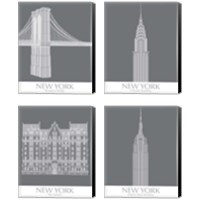 Framed New York Landmark 4 Piece Canvas Print Set