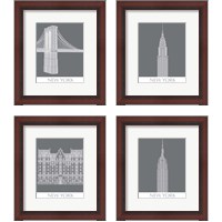 Framed 'New York Landmark 4 Piece Framed Art Print Set' border=