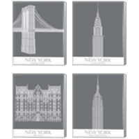 Framed 'New York Landmark 4 Piece Canvas Print Set' border=