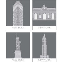 Framed 'New York Landmark 4 Piece Art Print Set' border=
