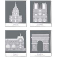 Framed 'Paris Landmark 4 Piece Canvas Print Set' border=