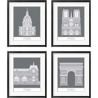 Framed 'Paris Landmark 4 Piece Framed Art Print Set' border=