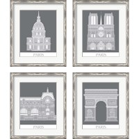 Framed 'Paris Landmark 4 Piece Framed Art Print Set' border=