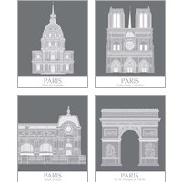 Framed 'Paris Landmark 4 Piece Art Print Set' border=
