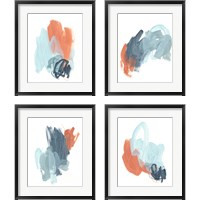 Framed 'Blaze  4 Piece Framed Art Print Set' border=