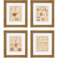 Framed 'Equine Riding Gear 4 Piece Framed Art Print Set' border=