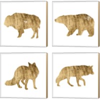 Framed 'Brushed Gold Animals 4 Piece Canvas Print Set' border=
