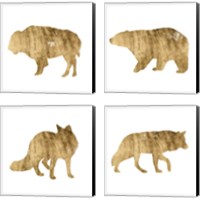 Framed 'Brushed Gold Animals 4 Piece Canvas Print Set' border=