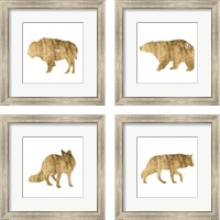 Framed 'Brushed Gold Animals 4 Piece Framed Art Print Set' border=
