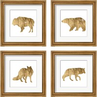 Framed 'Brushed Gold Animals 4 Piece Framed Art Print Set' border=