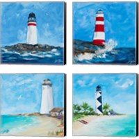 Framed 'Lighthouses 4 Piece Canvas Print Set' border=