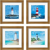 Framed 'Lighthouses 4 Piece Framed Art Print Set' border=