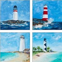 Framed 'Lighthouses 4 Piece Art Print Set' border=