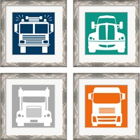 Framed 'Front View Trucks Set I 4 Piece Framed Art Print Set' border=