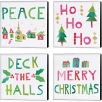 Framed Christmas Collage 4 Piece Canvas Print Set