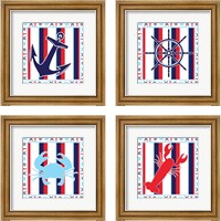 Framed 'Ahoy 4 Piece Framed Art Print Set' border=