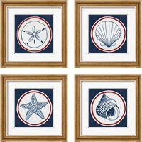 Framed Summer Shells Nautical 4 Piece Framed Art Print Set