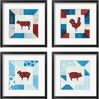Framed Modern Americana Farm Quilt  4 Piece Framed Art Print Set