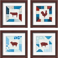 Framed Modern Americana Farm Quilt  4 Piece Framed Art Print Set
