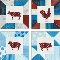 Framed Modern Americana Farm Quilt  4 Piece Art Print Set