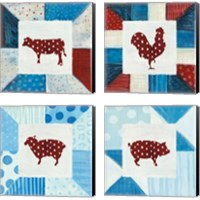 Framed 'Modern Americana Farm Quilt  4 Piece Canvas Print Set' border=