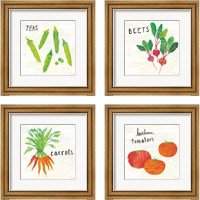 Framed 'Kitchen Garden Cream 4 Piece Framed Art Print Set' border=