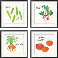 Framed 'Kitchen Garden Cream 4 Piece Framed Art Print Set' border=