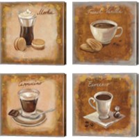 Framed Coffee Time on Wood 4 Piece Canvas Print Set