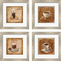 Framed 'Coffee Time on Wood 4 Piece Framed Art Print Set' border=